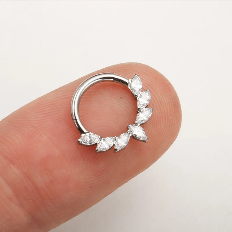 ASTM F136 Titanium Ear Piercing Marquise CZ Hinged Segment Nose Ring Cartilage Hoops Women Rook Septum Clicker Piercing Jewelry | Sale Bangladesh ASTM F136 Titanium Ear Piercing Marquise CZ Hinged Segment Nose Ring Cartilage Hoops Women Rook Septum Clicker Piercing Jewelry Sale Bangladesh