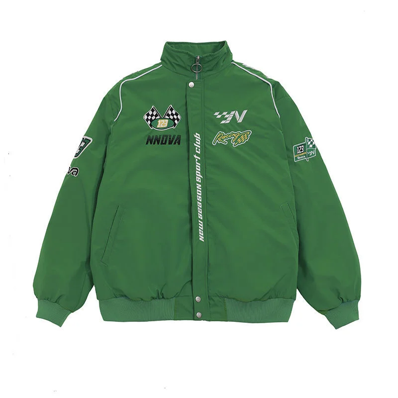 Americano do vintage verde beisebol cyber y2k básico jaqueta primavera  roupas para techwear solto bf vestuário