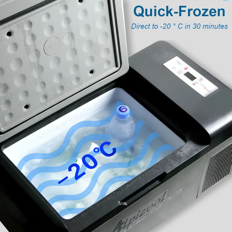 Alpicool 자동차 가정용 휴대용 냉장고, 캠핑 냉동고, 15L 미니 냉장고, 컴프레서 냉동 냉동고, 110V-220V, 12 V, 24V