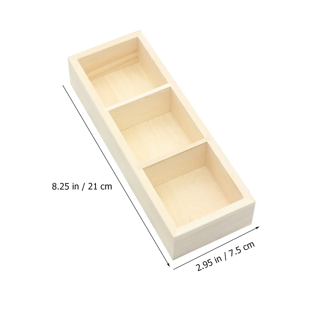 Three Compartments Wooden Storage Box Tea Organizer Kitchen Container Coffee Packets Sugar Salt Pepper Tea Bag Holder Bag
