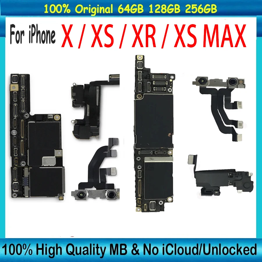 Original Mainboard for iPhone X XS XR XS Max Motherboard Face ID Full Chips Unlocked Logic Board Working