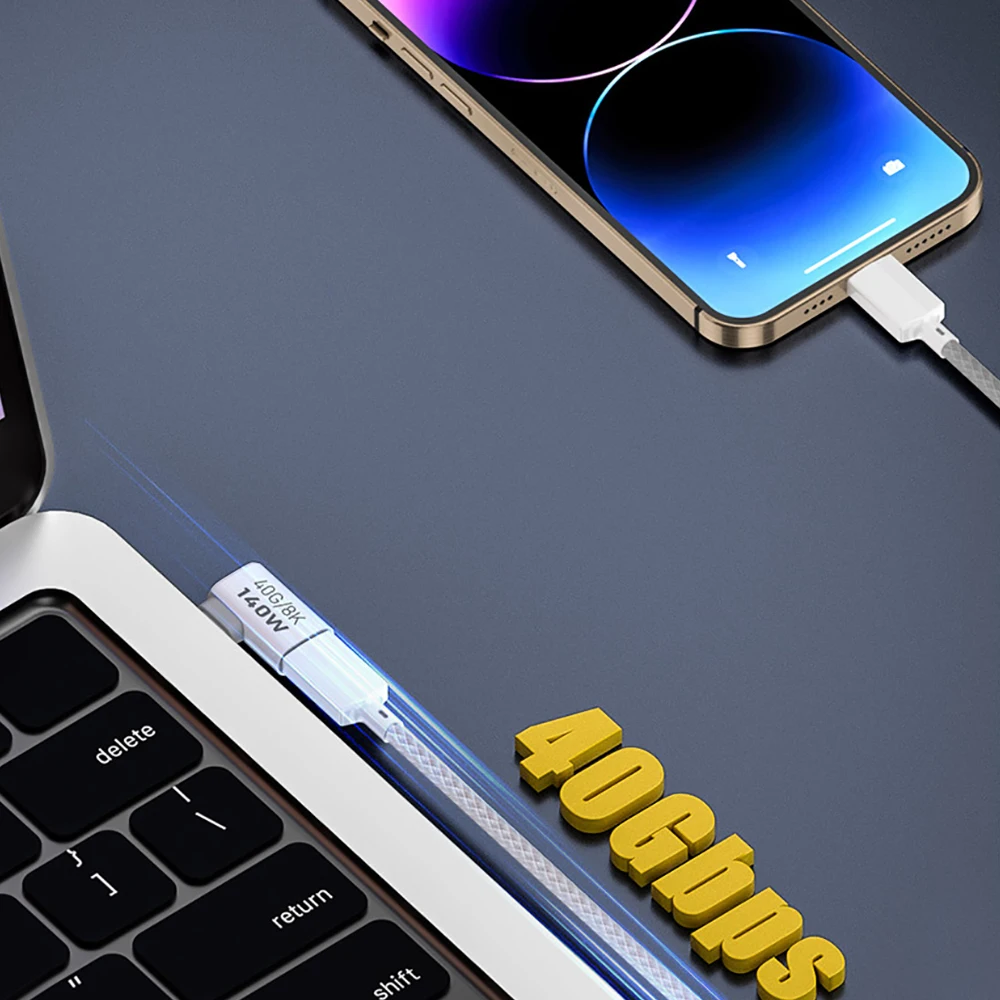 새로운 PD140W USB C 암-수 어댑터 PD 3.1 Thunderbolt 40 Gbps 데이터 전송 MacBook Pro/Air용 8K@60Hz 확장 커넥터