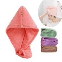 Purchase Products Microfiber Hair Towel Hair Cap With Button Feminine Bathroom Accessories Quick-drying Bathrobe Home Textile 1