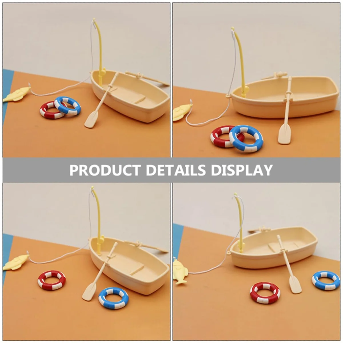2 Sets Swimming Ring Miniature Boat Life Ring Oars Canoe Boat Cruise Toy Plastic Sailboat Household