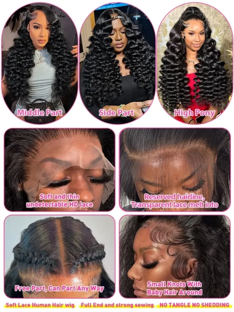 Loose Waves Wigs Human Hair 13x4 Deep Wave 13X6 Hd Lace Frontal Wigs Curly Human Hair Wigs With Bleached Knots 30 40 Inch