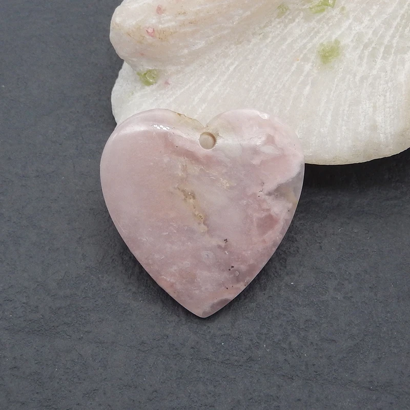 

Natural Stone Pink Opal Heart Shape Pendant Bead 39x38x7mm 14.5g Semiprecious Fashion Jewelry Necklace Accessories