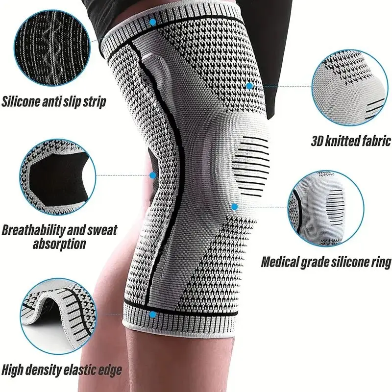 Non-Slip Knee Support Brace with Patella Gel Pad Stabilizers Comfort-Fit Compression Sleeve for Arthritis, Sports 2