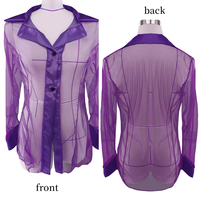 Women's Home Slimming Sexy Perspective Sheer Long Sleeved Shirt Pajamas Women's Sexy Home Casual Pajamas
