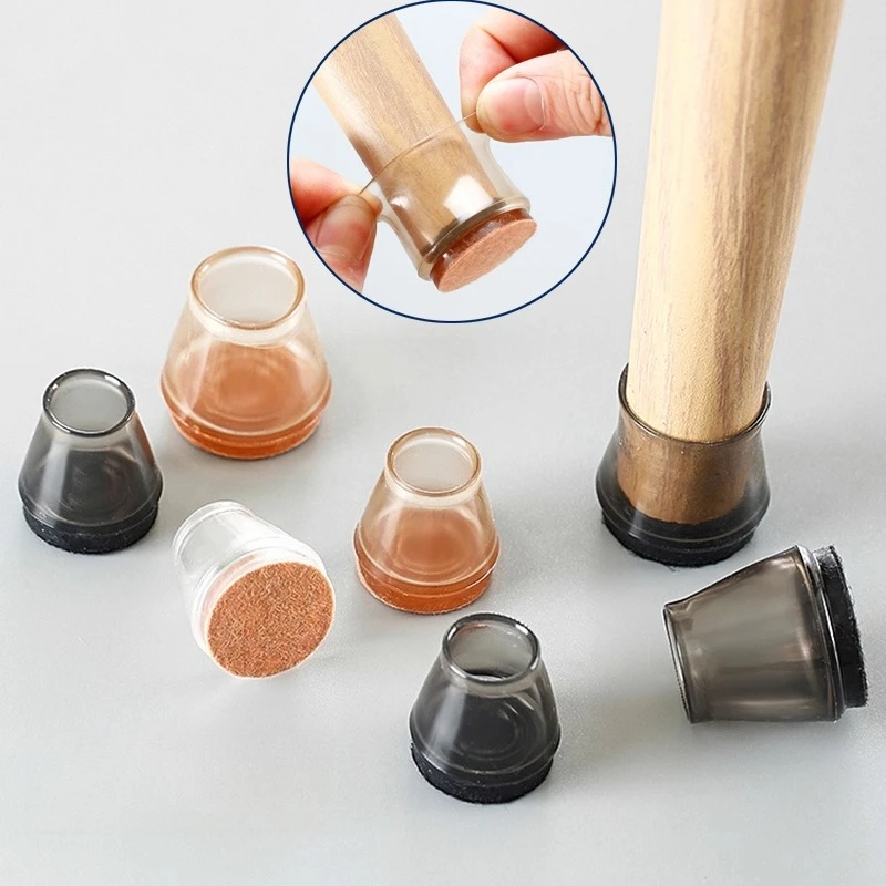 Premium Silicone Furniture Leg Caps with Felt Pads - Floor Protectors and Sliders