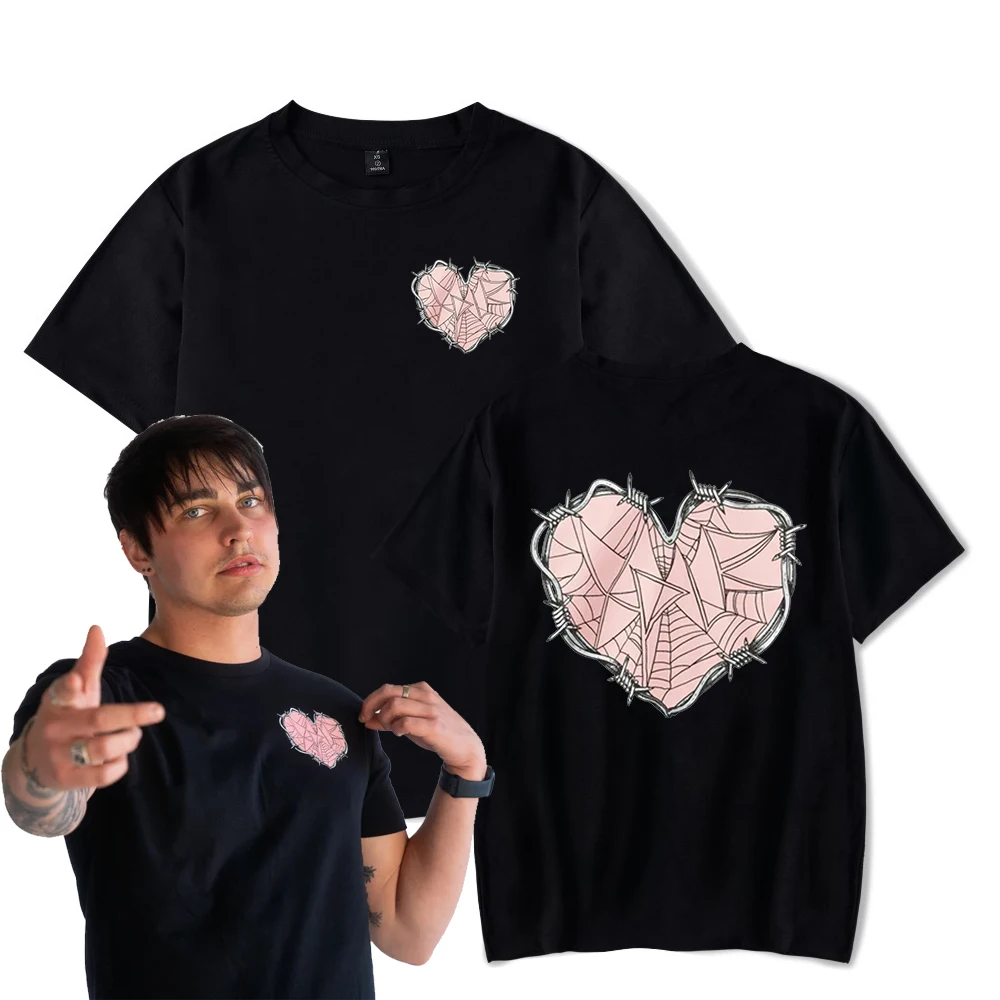 

XPLR Sam e Colby Web Coração T-shirt Crewneck Manga Curta Tee Tshirt das Mulheres Dos Homens Harajuku Streetwear 2024 Roupas de