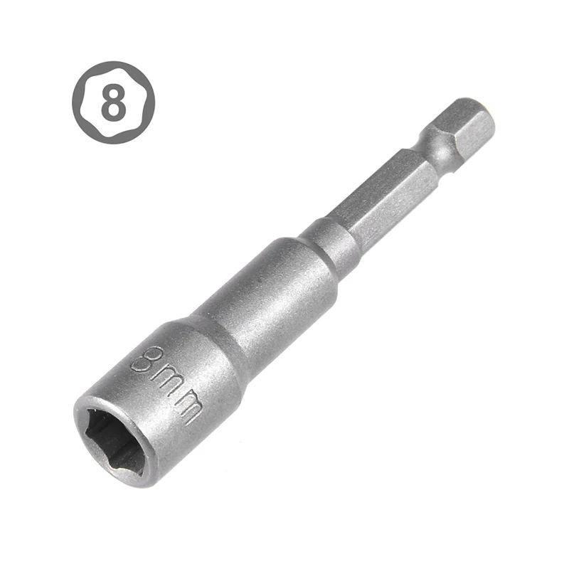 5 Pcs 6mm/7mm/8mm/10mm Hex Buchsen Mutter Fahrer 1/4 "Schnell ändern Hex Schaft Magnetische Schraubendreher-satz kit Werkzeuge 65mm Länge – Detail 4