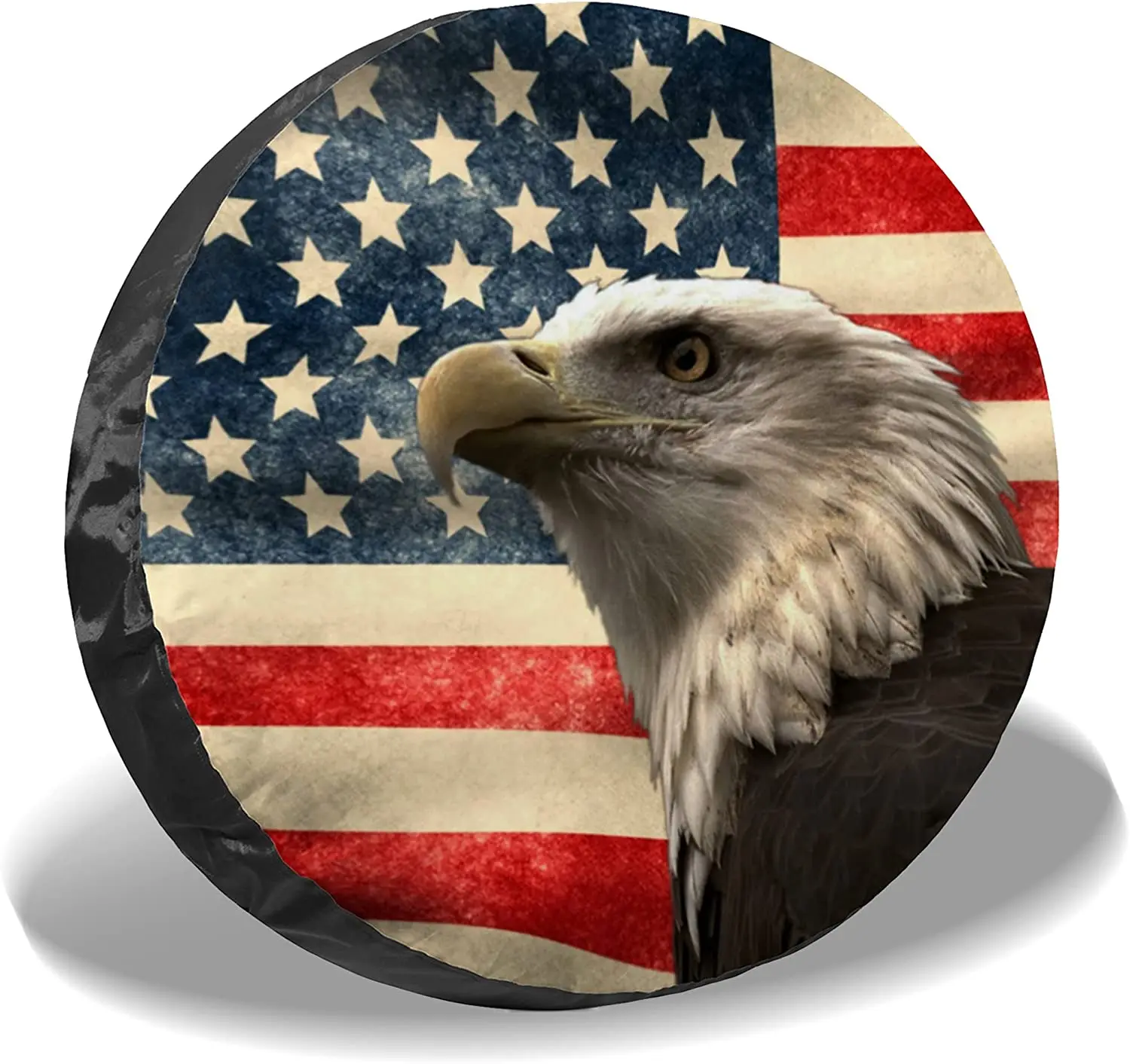 

Vintage American Eagle Flag Spare Tire Cover, Wheel Protectors Waterproof Dust-Proof UV Sun Wheel Tire Cover Fit for SUV, RV, Tr