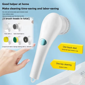 5-in-1Multifunctional Electric Cleaning Brush usb charging Bathroom Wash Brush Kitchen Cleaning Tool Dishwashing Brush Bathtub 1