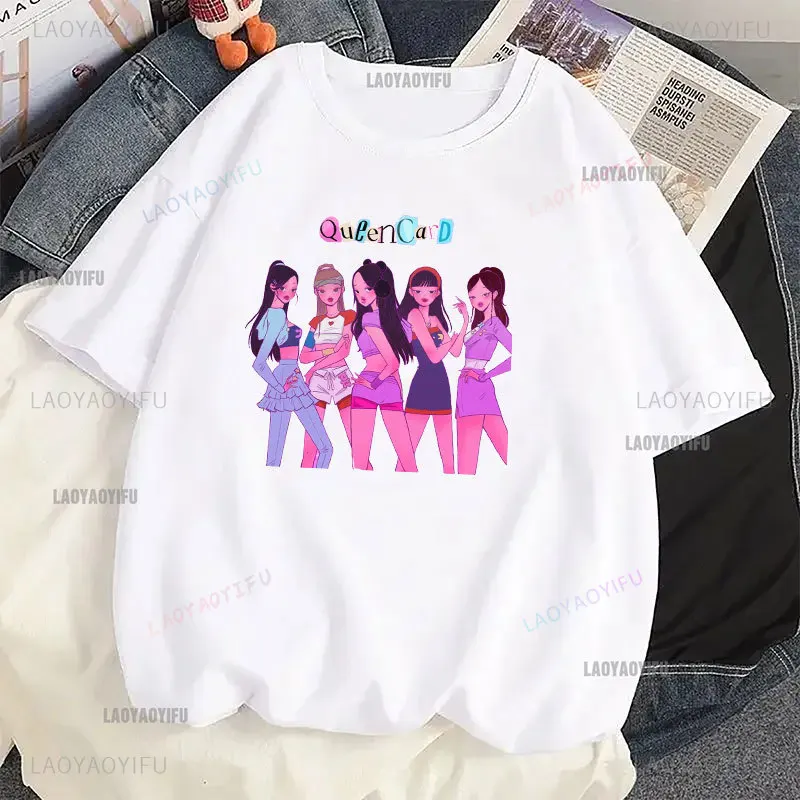 2024 Kpop GIDLE I Feel хлопковая Футболка Y2K костюм (G) Φ MIYEON YUQI Minnie тренд с коротким рукавом Y2k унисекс Подарочная одежда