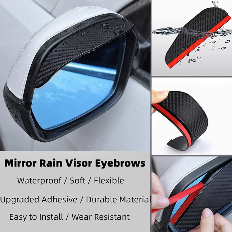 Universal Car Rearview Mirror Rain Eyebrow Carbon Fiber Car Rear View Rainproof Blades Clear Vision Rain for Accessories rearview mirror cover