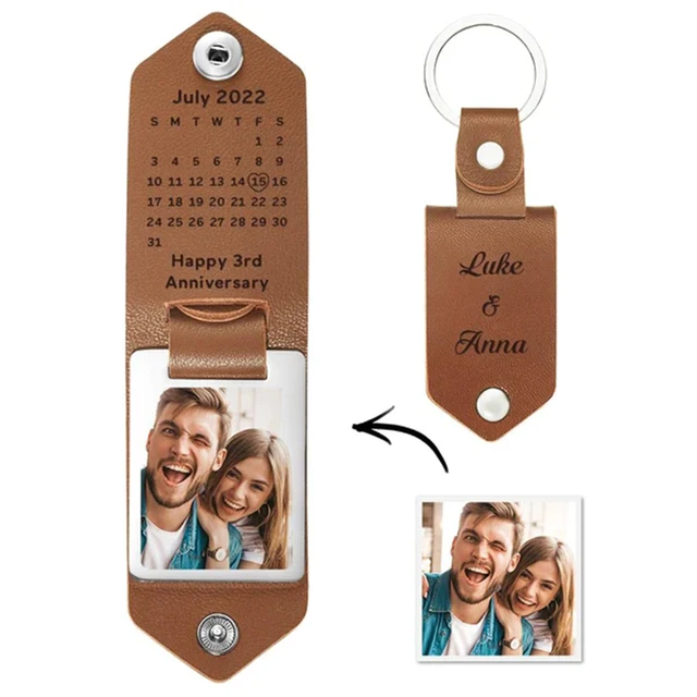 Brown Customized Leather Keychain Photo Calendar 1