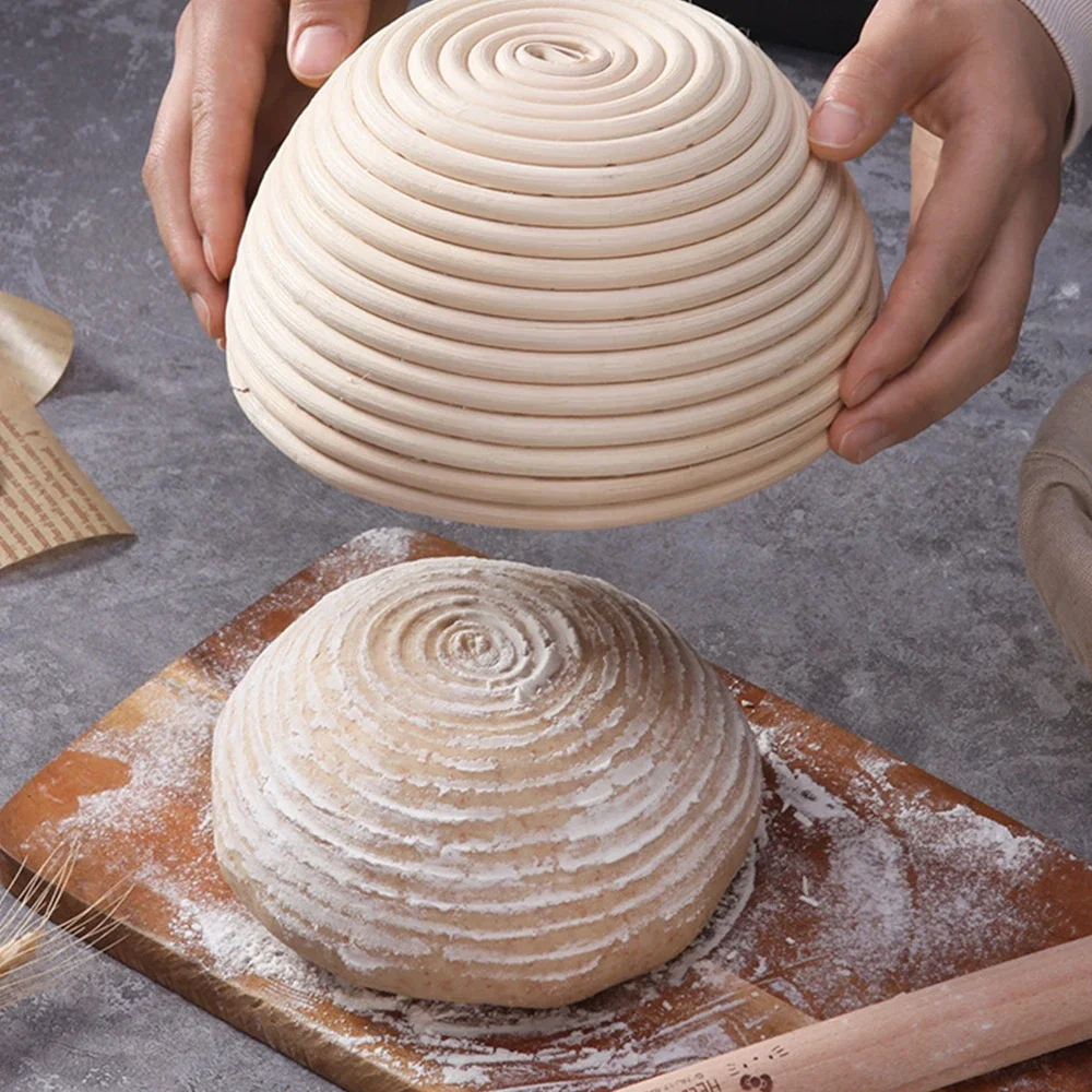 Natural Rattan Wicker Bread Basket Banneton Dough Proofing Sourdough Basket Linen Liner Home Kitchen Bread Bakery Tools