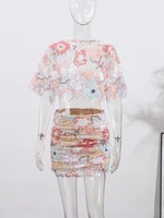 Alison Sparkly Sequin Lace Sheer Long Skirt Set 5