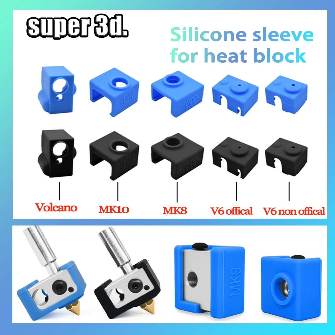 STAMPANTE 3d in silicone Calzino mk8 Dri Copertura Riscaldamento Custodia In Silicone Custodia Protettiva 