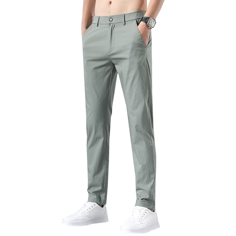 Ice Silk Men's Golf Men's Midweight Casual Pants Sports Pants Simple Design Khaki Black Slim Straight Leg Stretch Casual Trouse