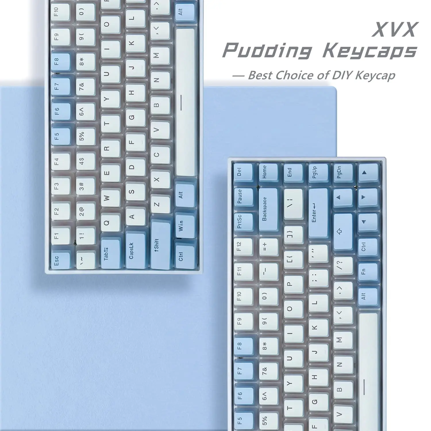 Pudim Pbt Keycaps Double Shot Azul Branco Perfil Oem Alfândega Keycap para 100 75 65 60 Teclado Mecânico 165 Key Set - Imagem 4