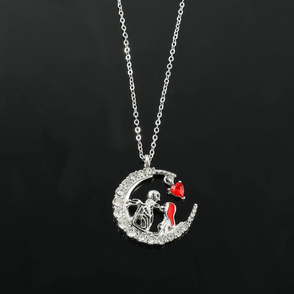 The Nightmare Before Christmas Necklace Jack Sally Crescent