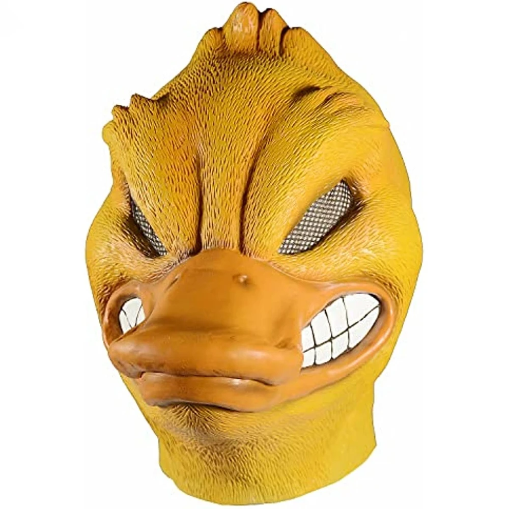 Angry Yellow Duck Mask Cosplay Rubber Animal Latex Helmet Unisex Full Face Headwear Halloween Masquerade Party Costume Prop