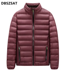 Winter Ultra Light Down Jacket Men 2022 New Stand Collar 90% White Duck Down Padded Coat Solid Warm Windbreaker Plus Size 8XL