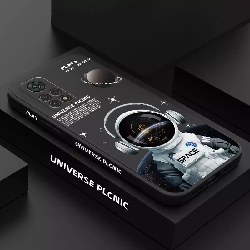 Cartoon Astronaut Silicone Phone Case For Xiaomi Redmi Note 13 12 11 Pro Plus 5G Turbo 10 Pro Max 12S 11S Redmi 12C 13C Cover