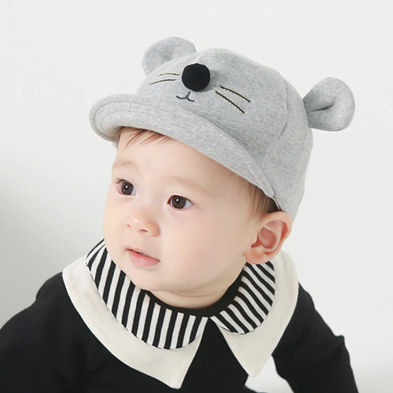 

Soft Brim Baseball Cap Baby Boy Girl Cute Mouse Solid Color Hats Spring Autumn Kids Korean Casual Sun Visor Hat