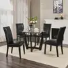 Set of 4 Upholstered Dining Chairs Faux Leather Kitchen Side Chairs with Nail-Head Trim Ergonomic Design Living Room Bedroom 3