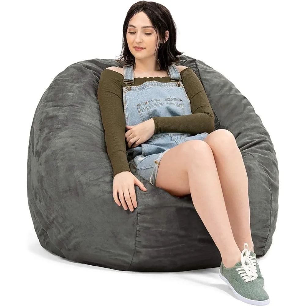 

4 Ft Plush Round Bean Bag, 4-Foot, Microsuede Charcoal，Filled with finely shredded polyurethane foam,Microsuede Charcoal