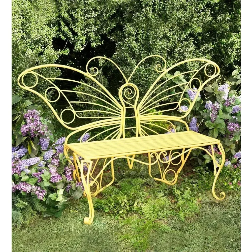 Yellow Metal Outdoor Bench – 300 lbs Capacity 2