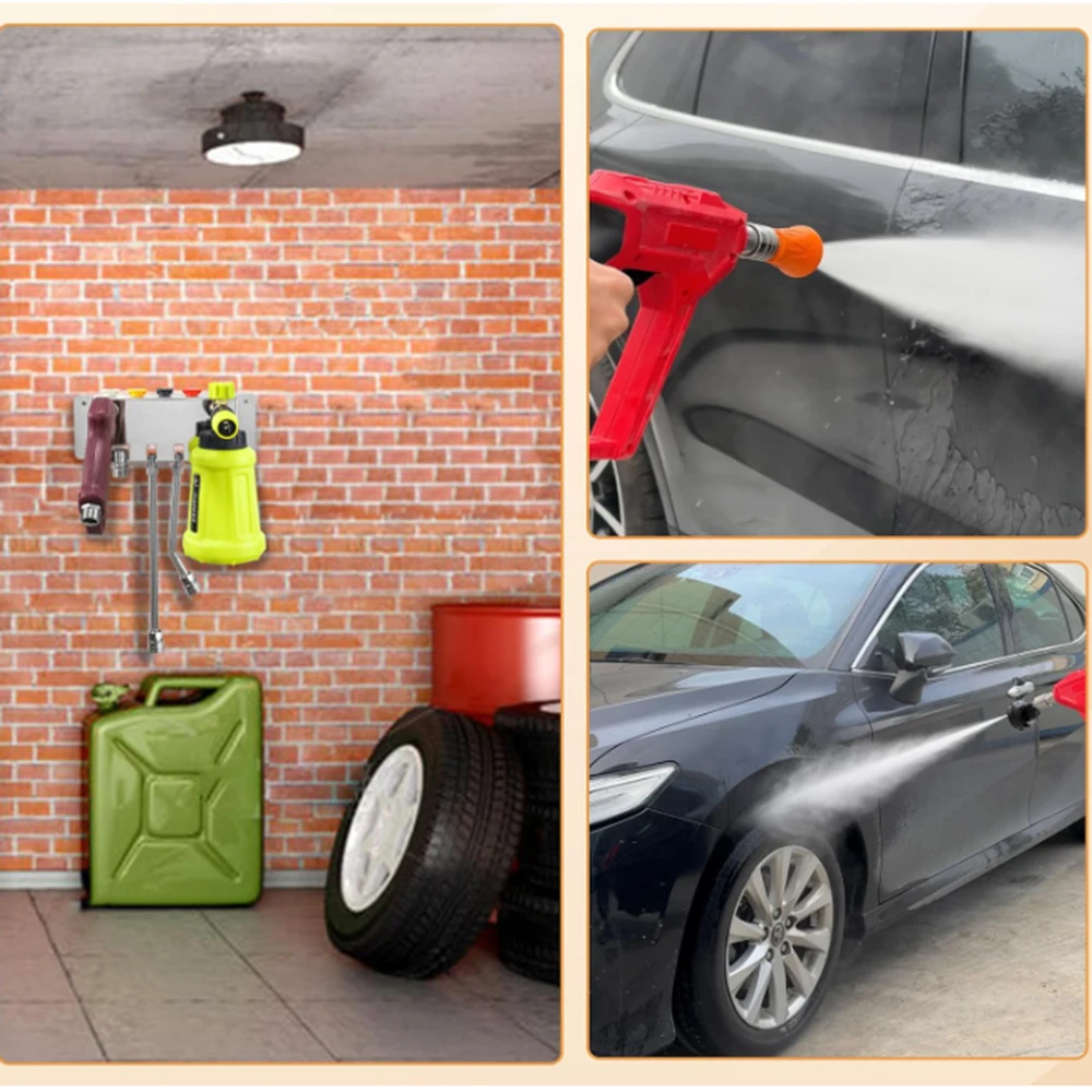Pressure Washer Gun Holder, Power Washer Snow Foam Cannon Lance 1/4" Quick Connect Tool Organizer, Wall Mounted Nozzle Tips and 6