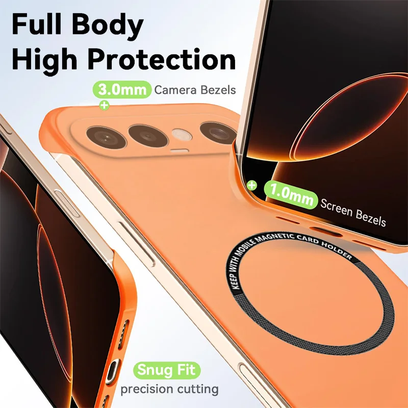 Magnetic Slim Frameless Phone Case - Matte Anti-Scratch Shockproof Armor