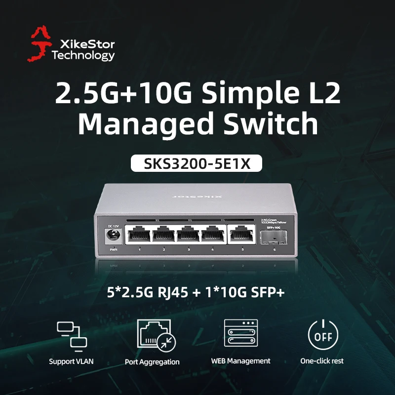 XikeStor 2.5G 스위치 5* 2.5G+1* 10G ,5E1X