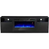 80" TV Stand with 40" Electric Fireplace, Texture Media Center with Highlight Storage Cabinet and 12 Colors LED Lights, Tv Stand 6