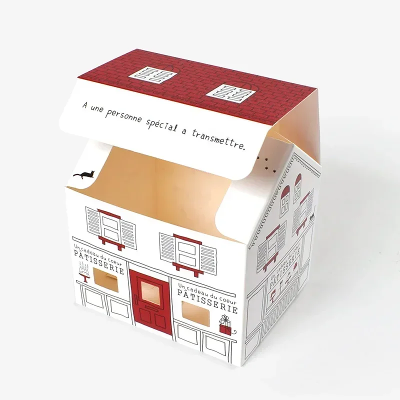 10pcs Cartoon House Shape Candy Box Hand-painted Folding Paper Gift Packaging Box for B... - SKU HSCB2107 - UGI Packaging