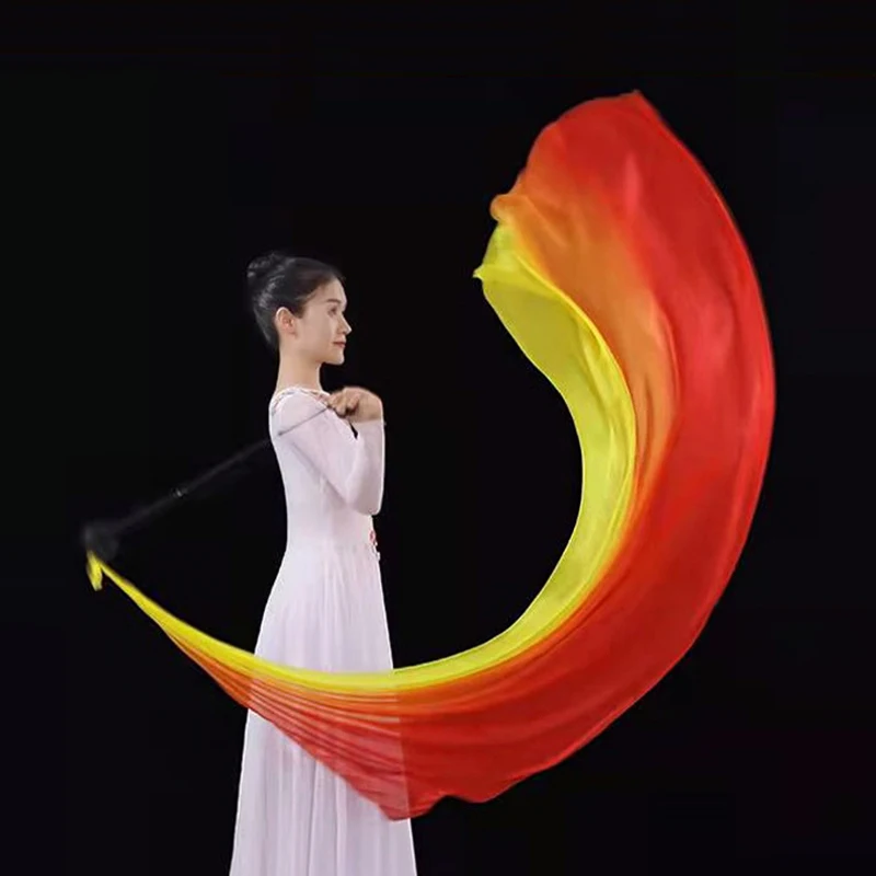 1 Pc Colorful Imitation Silk Veil With Poi Chain Thrown Ball Belly Dance Scarf Stage Performances Props