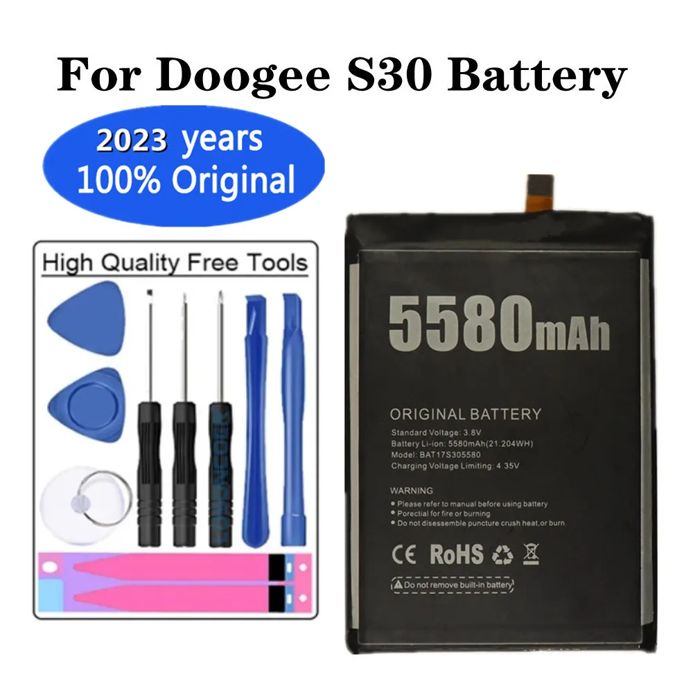 

2023 новый 100% S30 S 30 телефон оригинальный аккумулятор Для Doogee S30 BAT17S305580 5580 мАч Полимерные литий-ионные 3,8 в батареи + Инструменты