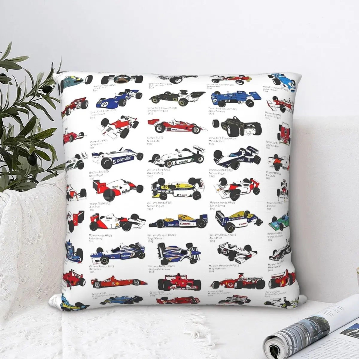 1950 2020 Formula 1 Championship Winners Throw Pillow Case F1 Cool Race Car Competition Cushion |