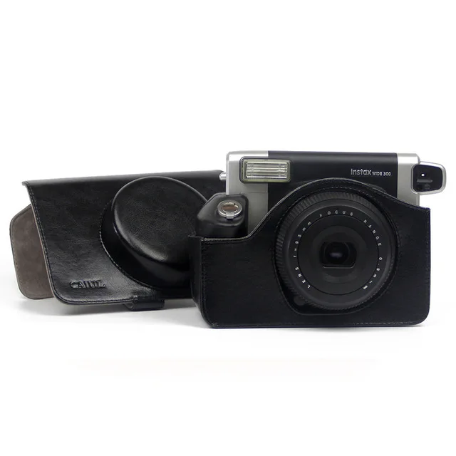 SENHE Custodia protettiva in pelle PU per fotocamera Fujifilm Instax Wide 300, colore: nero o marrone, con stampa istantanea, Bruin