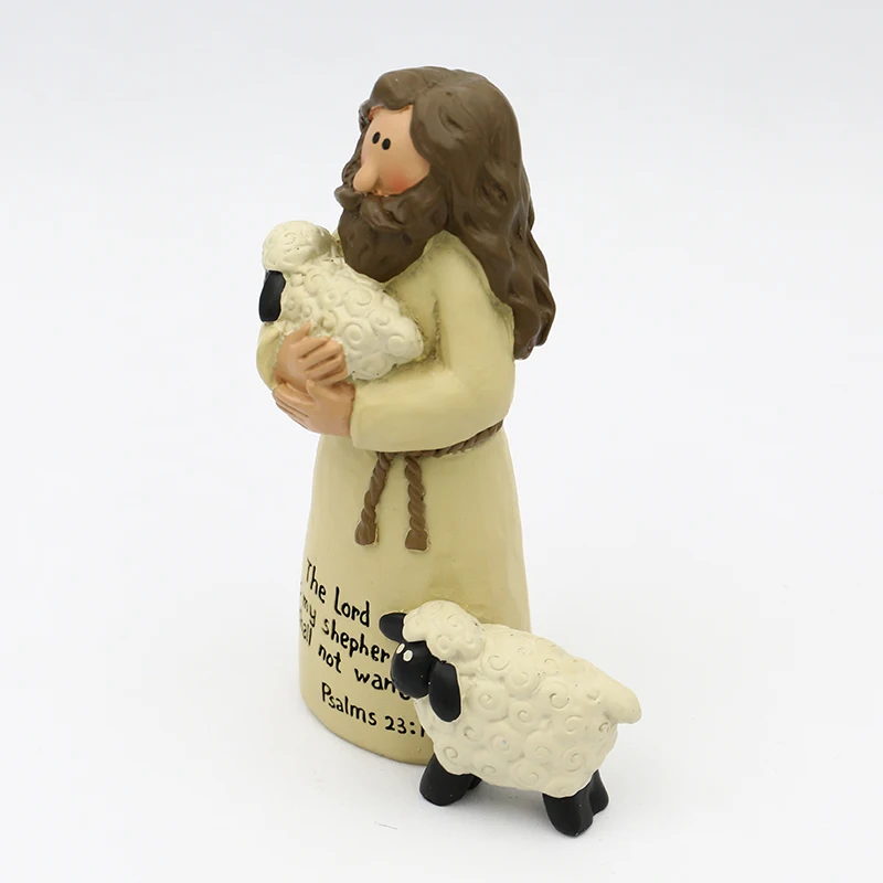 Der Herr ist mein Hirte, Heimdekorationen, niedliches Schaf, Einweihungsgeschenk, Geburtstagsgeschenk, Jesus-Statue, katholisches Geschenk, Jesus-Figuren aus Kunstharz – Detail 3