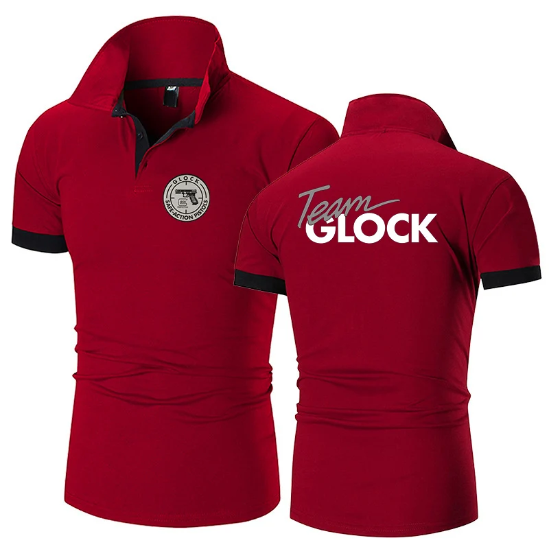 

Glock Perfect Shooting 2023 Summer Men's Printed Polo Classic Leisure Splicing Short-sleeved Cotton Comfortable Breathable T-shi