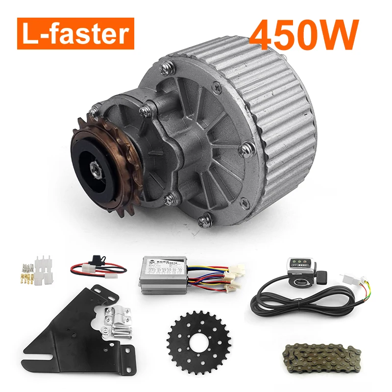 Lfaster 36v 450w Brushed Dc Motor Kit Diy Ebike Engine Set Components For Electric Disc Brake