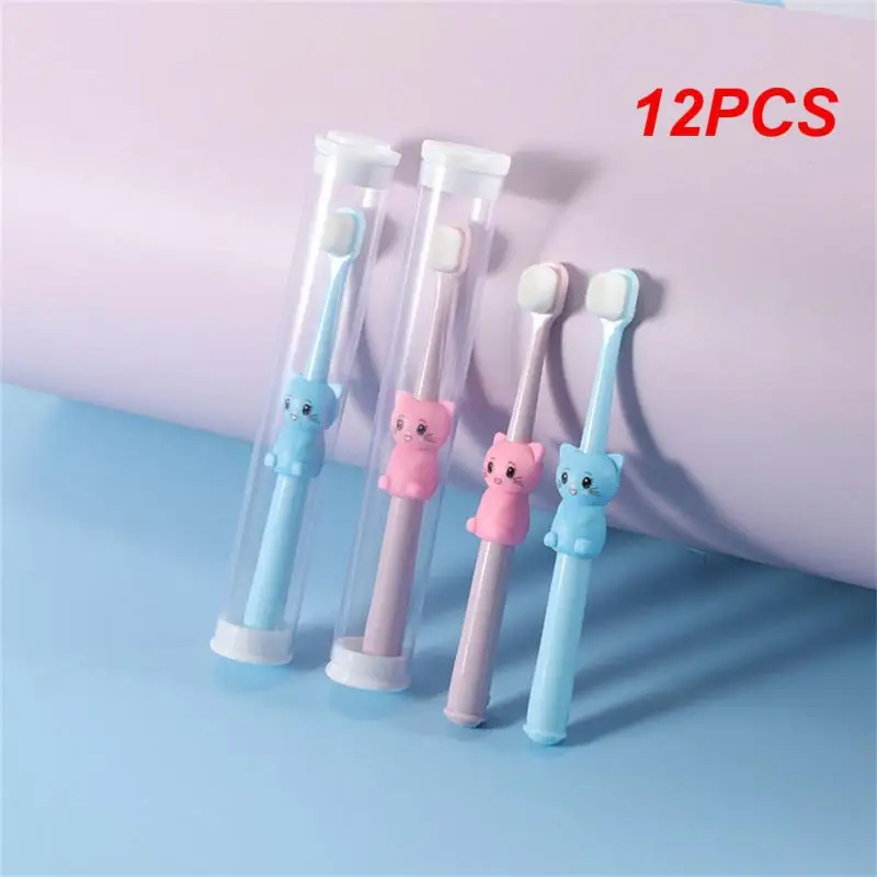 

12PCS Children's Toothbrush Cartoon Soft-bristled Children's Toothbrush 1-2 Years Old Baby Small-headed Cat Soft-bristled