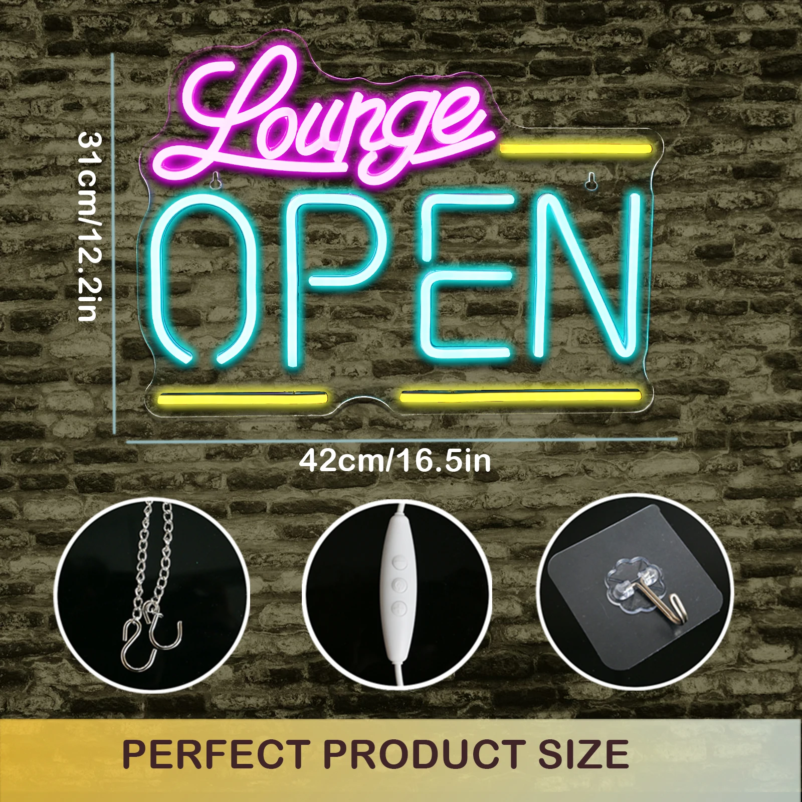 Lounge Open Neon Sign VIP Lounge Neon Signs for Wall Decor Dimmable Light Business Bar Night Club Hotel Beauty Salon Decor