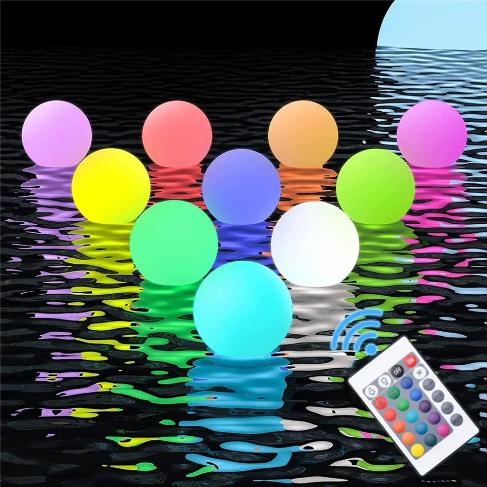 AVCXEC Luce LED per Piscina e Spa, 2PCS 40 cm Galleggiante Luminoso IP67 Impermeabile, 16 Colori Con Telecomando per Esterno Festa Laghetto