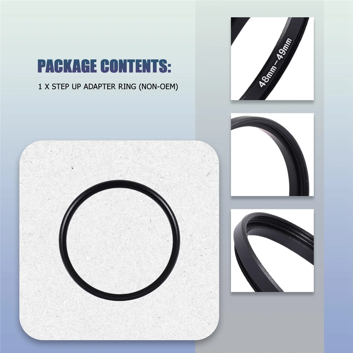 Universal 48mm to 49mm Step-Up Camera Lens Filter Adapter Ring