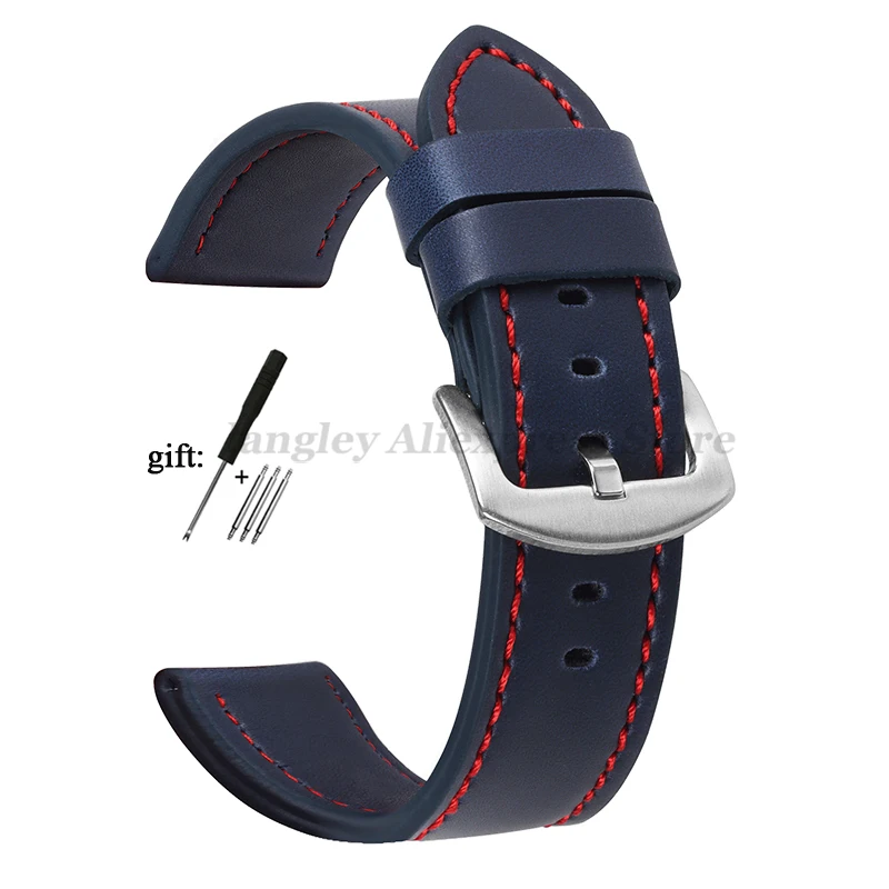 Vintage Leather Watch Band Strap with Stainless Steel Buckle - Unisex Sports Accessory